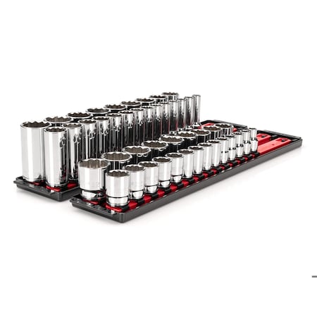 1/2 Inch Drive 12-Point Socket Set With Rails, 46-Piece (10-32 Mm)